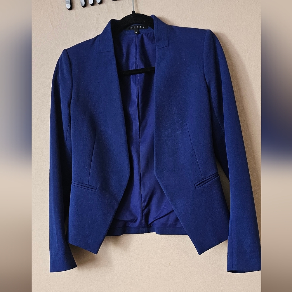 Theory Modèle  Lanai Royal Blue Women's Buttonles Blazer,Sz.00. B48